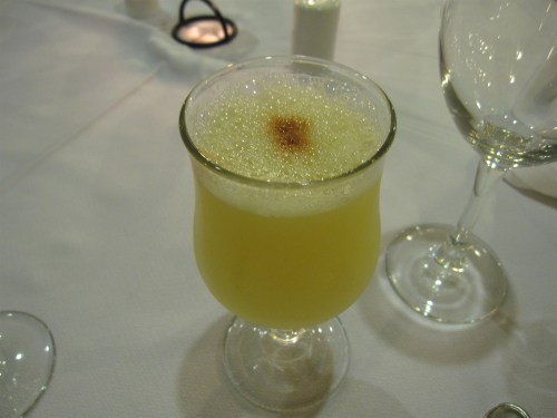 Traditional pisco sour at La Cocina de Javier, Santiago, Chile