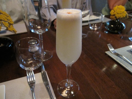 A Peruvian pisco sour at Cinefuegos, Santiago, Chile