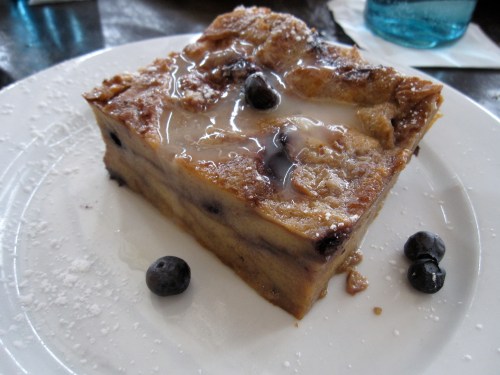 Apple and blueberry bread pudding