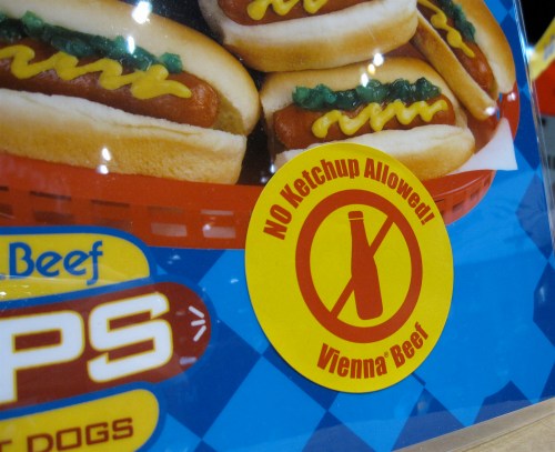 Mandatory sticker wearing before receiving mini Vienna beef dog