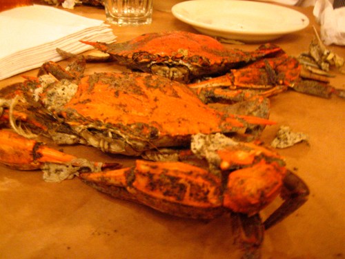 IMG_4841 Hot crabs fresh are literally dropped onto the center of the table