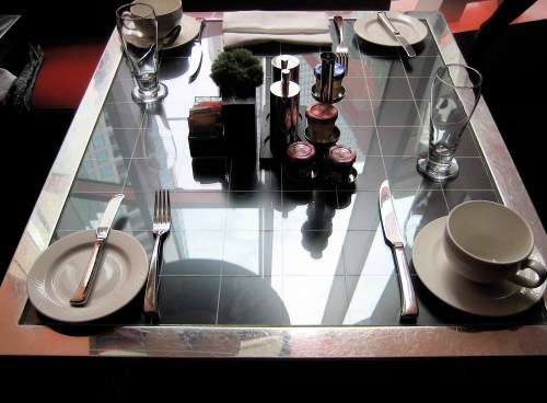 The table at brunch; loved the fresh pastry basket and French press coffee